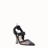 WOMEN'S FENDI SLINGBACKS Colibrì in mesh and black leather