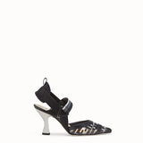 WOMEN'S FENDI SLINGBACKS Colibrì in PU and black leather