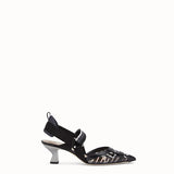 WOMEN'S FENDI SLINGBACKS Black leather and PU Colibrì