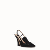 WOMEN'S FENDI Black nubuck slingbacks
