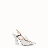 WOMEN'S FENDI White nappa leather slingbacks