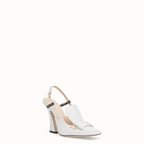 WOMEN'S FENDI White nappa leather slingbacks