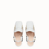 WOMEN'S FENDI White nappa leather slingbacks