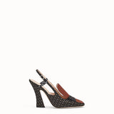 WOMEN'S FENDI Black nappa slingbacks