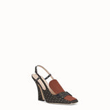 WOMEN'S FENDI Black nappa slingbacks