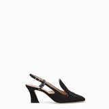 WOMEN'S FENDI Black nubuck slingbacks