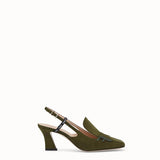 WOMEN'S FENDI Green nubuck slingbacks