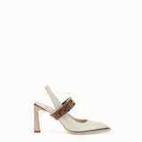 WOMEN'S FENDI Slingbacks in glossy gray neoprene