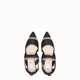 WOMEN'S FENDI SLINGBACKS Black mesh sabots