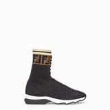 WOMEN'S FENDI Black fabric sneaker boots