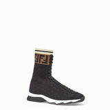 WOMEN'S FENDI Black fabric sneaker boots