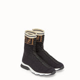 WOMEN'S FENDI Black fabric sneaker boots