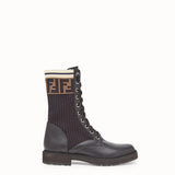 WOMEN'S FENDI Black leather biker boots