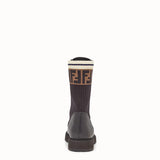 WOMEN'S FENDI Black leather biker boots