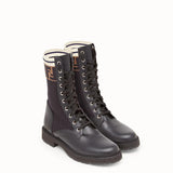 WOMEN'S FENDI Black leather biker boots