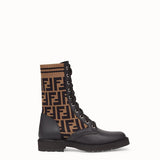 WOMEN'S FENDI Black leather biker boots