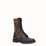 WOMEN'S FENDI Black leather biker boots