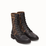 WOMEN'S FENDI Black leather biker boots