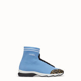 WOMEN'S FENDI Light blue fabric sneakers