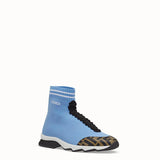 WOMEN'S FENDI Light blue fabric sneakers