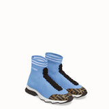 WOMEN'S FENDI Light blue fabric sneakers