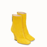 WOMEN'S FENDI ANKLE BOOTS Yellow nubuck booties