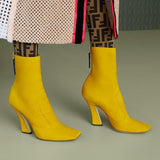WOMEN'S FENDI ANKLE BOOTS Yellow nubuck booties