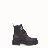 WOMEN'S FENDI Black leather biker boots
