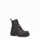 WOMEN'S FENDI Black leather biker boots