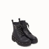 WOMEN'S FENDI Black leather biker boots
