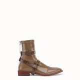 WOMEN'S FENDI Glossy beige neoprene low ankle boots