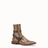 WOMEN'S FENDI Glossy beige neoprene low ankle boots