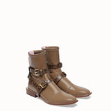 WOMEN'S FENDI Glossy beige neoprene low ankle boots