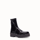 WOMEN'S FENDI ANKLE BOOTS Glossy black neoprene biker boots