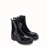 WOMEN'S FENDI ANKLE BOOTS Glossy black neoprene biker boots