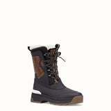 WOMEN'S FENDI SKI BOOTS Rubberized black leather boots