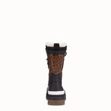 WOMEN'S FENDI SKI BOOTS Rubberized black leather boots