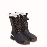 WOMEN'S FENDI SKI BOOTS Rubberized black leather boots