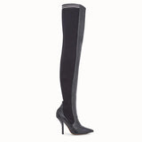 WOMEN'S FENDI Black leather thigh-high boots