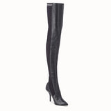 WOMEN'S FENDI Black leather thigh-high boots