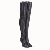 WOMEN'S FENDI Black leather thigh-high boots