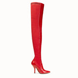 WOMEN'S FENDI Red leather cuissard boots