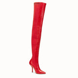 WOMEN'S FENDI Red leather cuissard boots