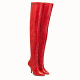 WOMEN'S FENDI Red leather cuissard boots