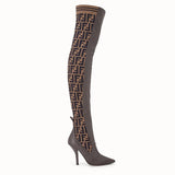 WOMEN'S FENDI Brown leather thigh-high boots