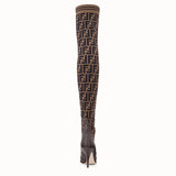 WOMEN'S FENDI Brown leather thigh-high boots