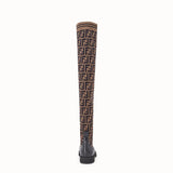 WOMEN'S FENDI Black leather thigh-high boots