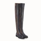 WOMEN'S FENDI Black leather thigh-high boots