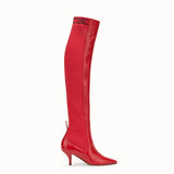 WOMEN'S FENDI Red leather thigh-high boots
