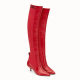 WOMEN'S FENDI Red leather thigh-high boots